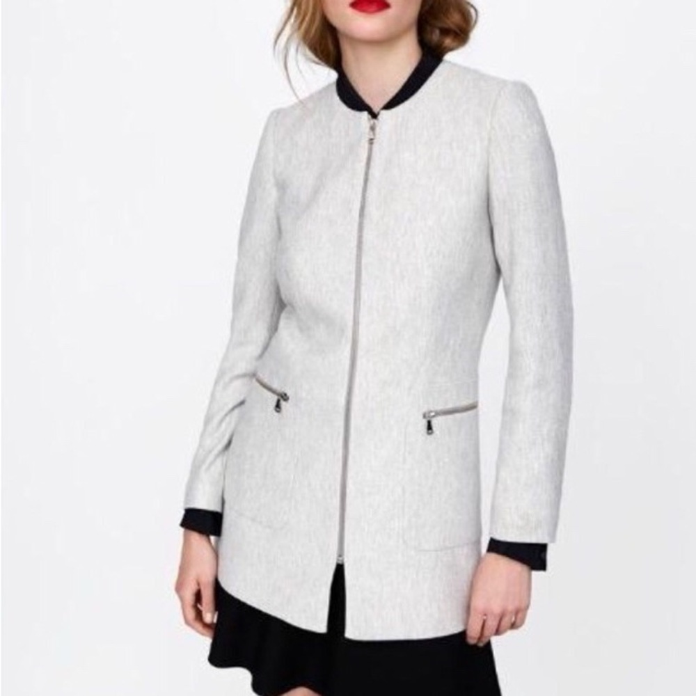 NWT Zara flecked zip front Frock coat - Picture 4 of 16